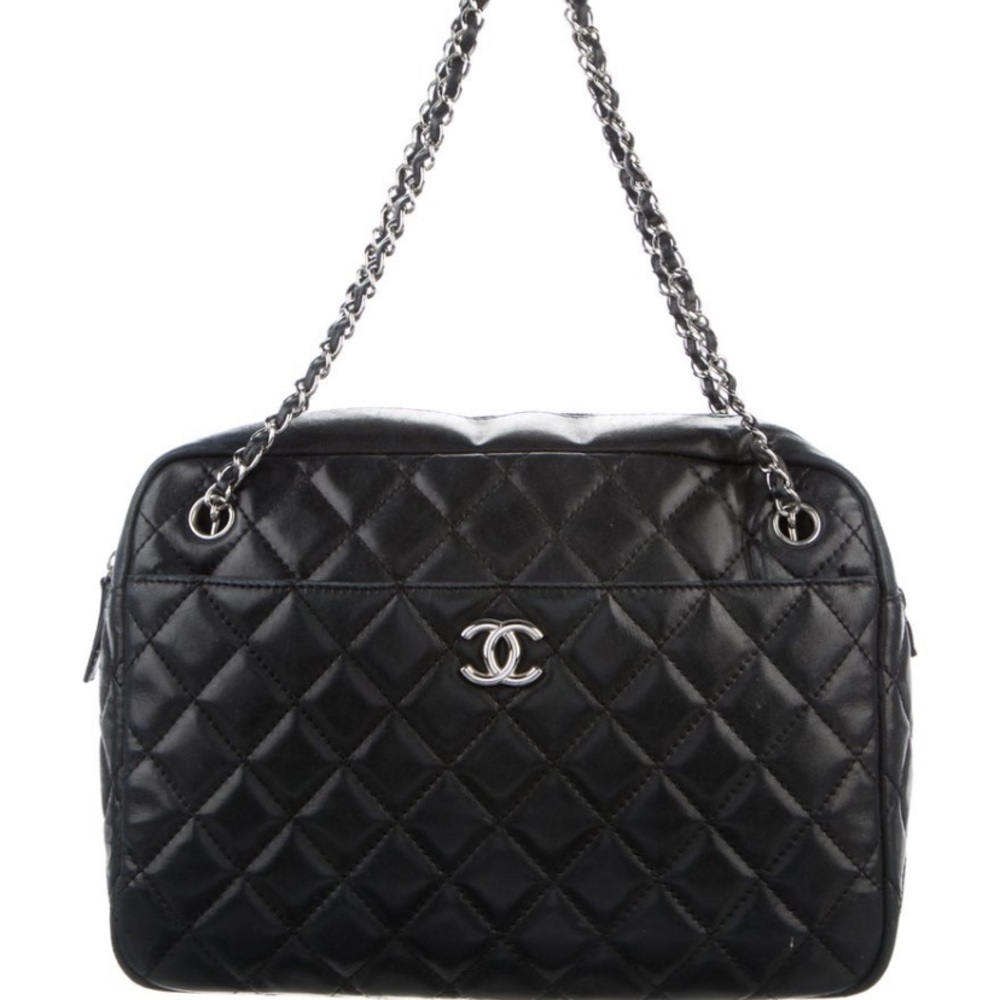💯 Chanel Black Large Lambskin Camera Bag